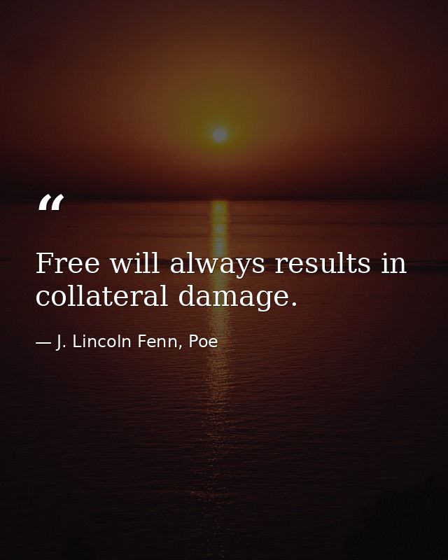 Free will always results in collateral damage. — J. Lincoln Fenn, Poe