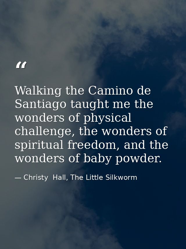 Walking the Camino de Santiago taught me the wonders of physical challenge, the wonders of spiritual freedom, and the wo — Christy  Hall, The Little Silkworm