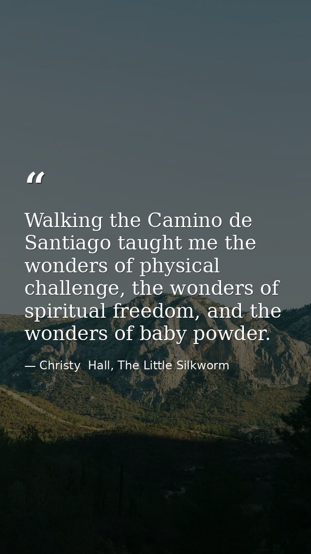 Walking the Camino de Santiago taught me the wonders of physical challenge, the wonders of spiritual freedom, and the wo — Christy  Hall, The Little Silkworm
