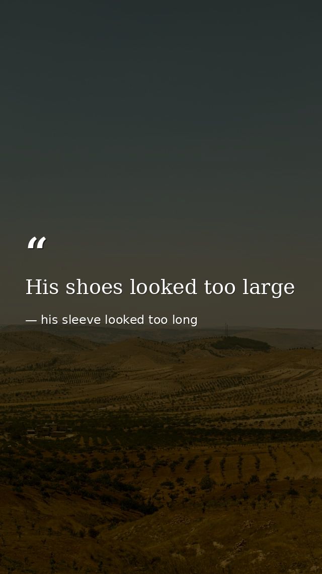 His shoes looked too large — his sleeve looked too long