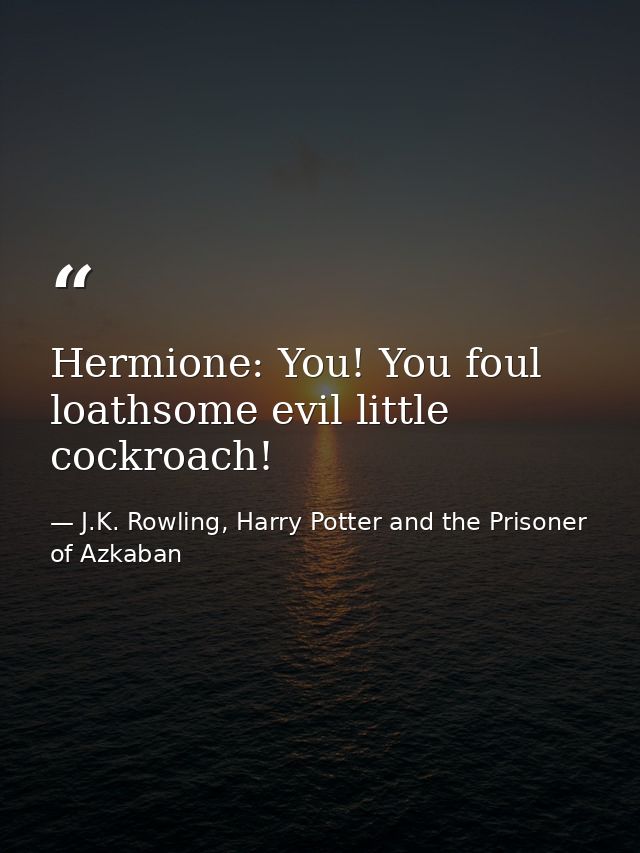 Hermione: You! You foul loathsome evil little cockroach! — J.K. Rowling, Harry Potter and the Prisoner of Azkaban
