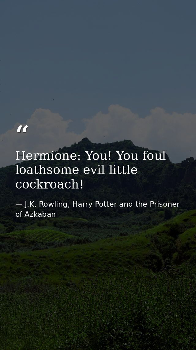 Hermione: You! You foul loathsome evil little cockroach! — J.K. Rowling, Harry Potter and the Prisoner of Azkaban