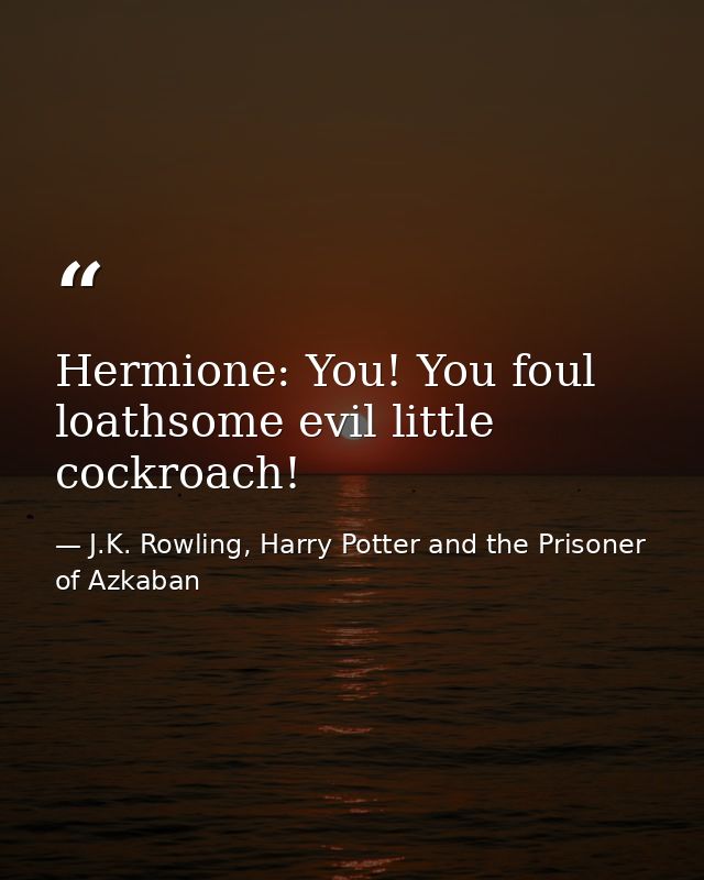 Hermione: You! You foul loathsome evil little cockroach! — J.K. Rowling, Harry Potter and the Prisoner of Azkaban