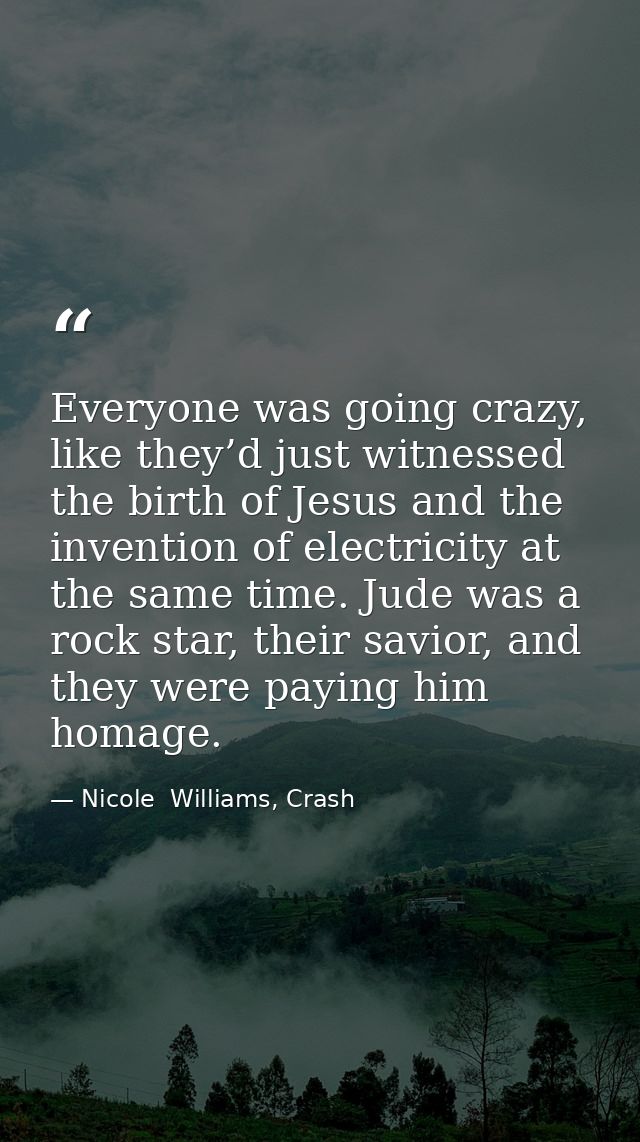Everyone was going crazy, like they’d just witnessed the birth of Jesus and the invention of electricity at the same tim — Nicole  Williams, Crash