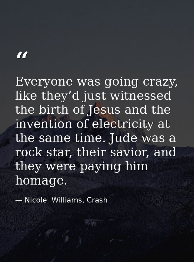 Everyone was going crazy, like they’d just witnessed the birth of Jesus and the invention of electricity at the same tim — Nicole  Williams, Crash