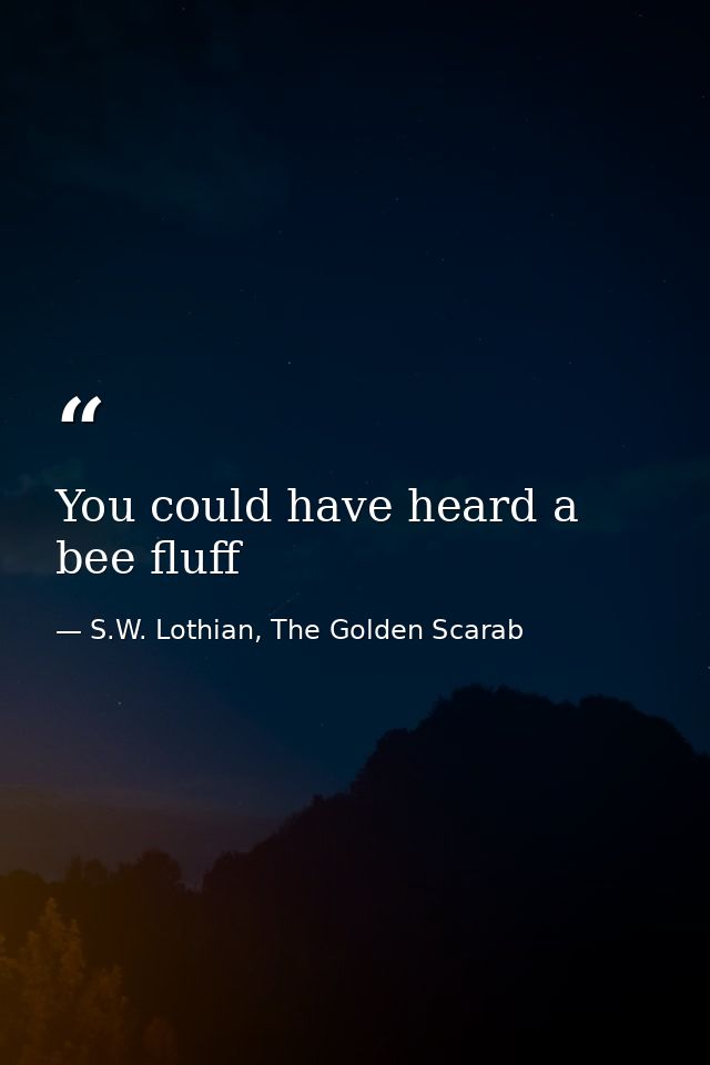 You could have heard a bee fluff — S.W. Lothian, The Golden Scarab