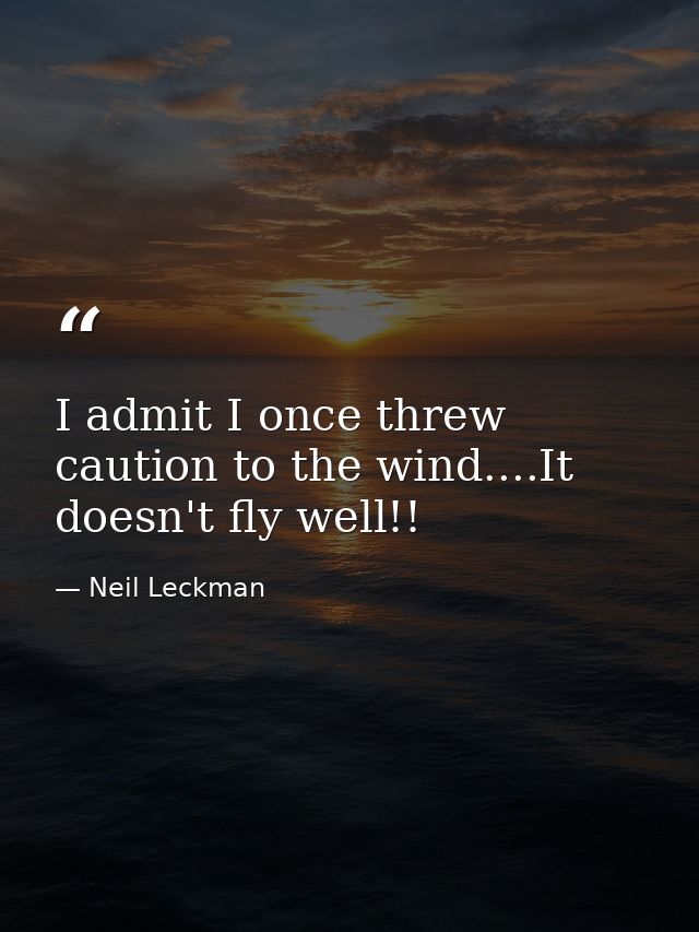 I admit I once threw caution to the wind....It doesn't fly well!! — Neil Leckman