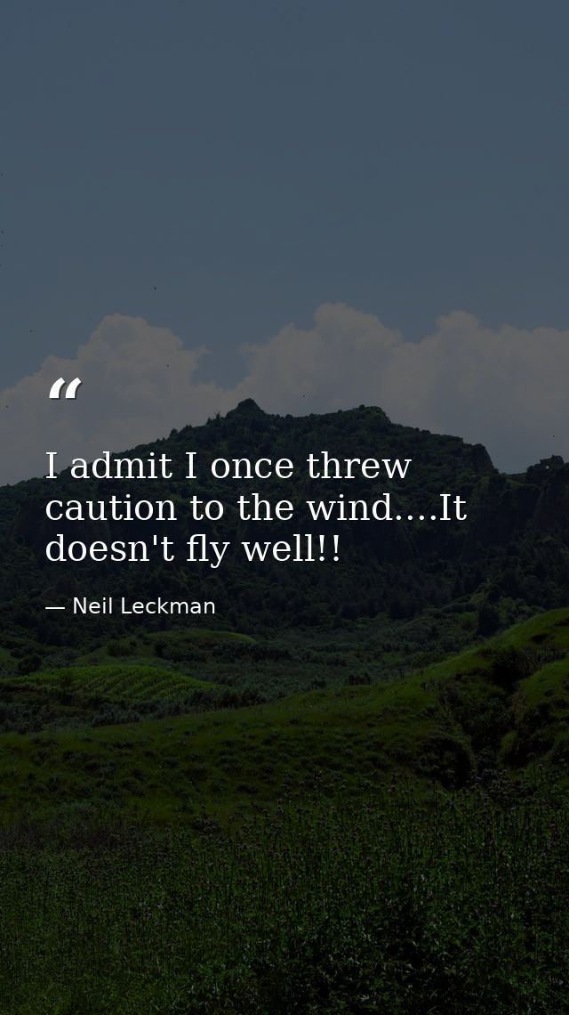 I admit I once threw caution to the wind....It doesn't fly well!! — Neil Leckman