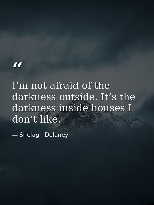 I’m not afraid of the darkness outside. It’s the darkness inside houses I don’t like. — Shelagh Delaney