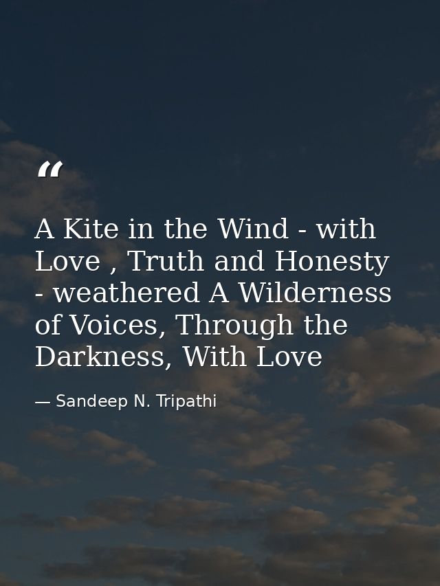 A Kite in the Wind - with Love , Truth and Honesty - weathered A Wilderness of Voices, Through the Darkness, With Love — Sandeep N. Tripathi