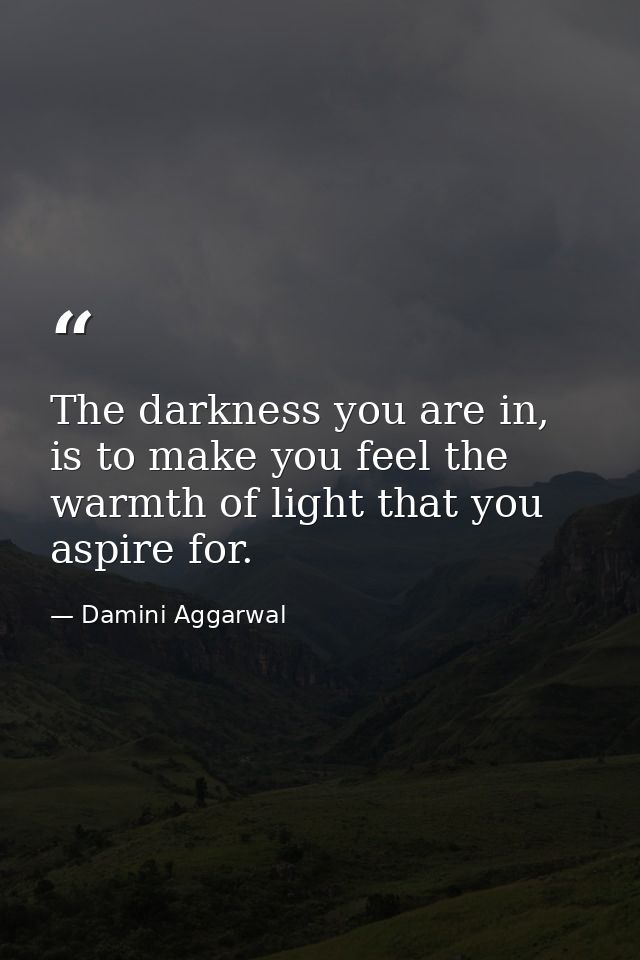 The darkness you are in, is to make you feel the warmth of light that you aspire for. — Damini Aggarwal