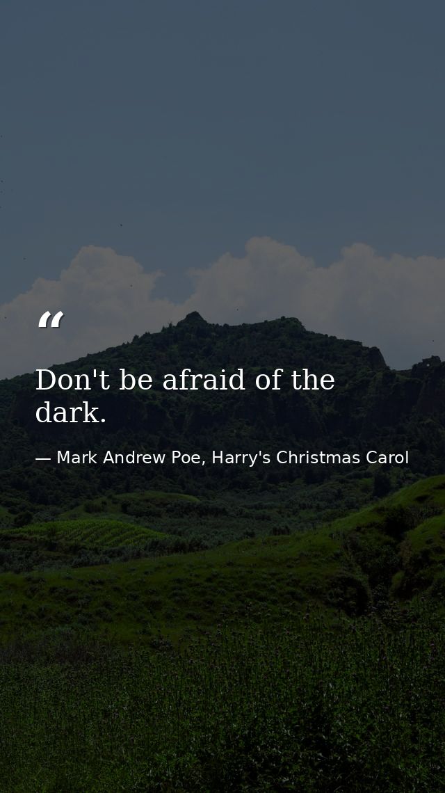 Don't be afraid of the dark. — Mark Andrew Poe, Harry's Christmas Carol