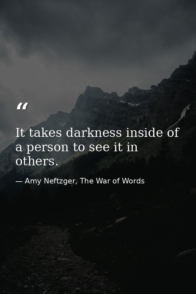 It takes darkness inside of a person to see it in others. — Amy Neftzger, The War of Words
