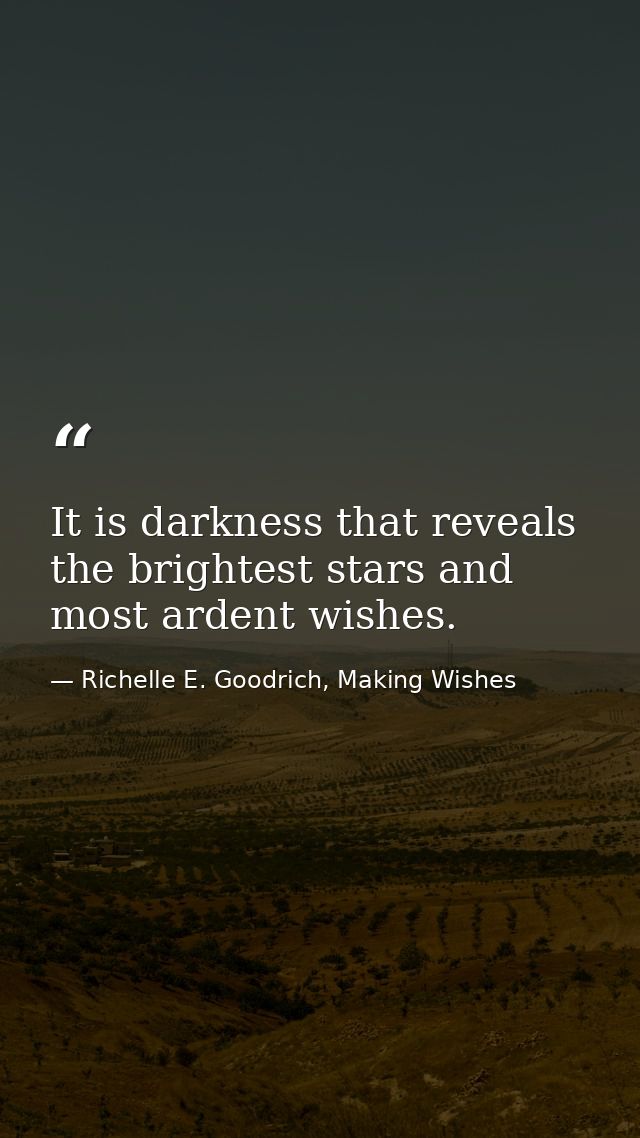 It is darkness that reveals the brightest stars and most ardent wishes. — Richelle E. Goodrich, Making Wishes
