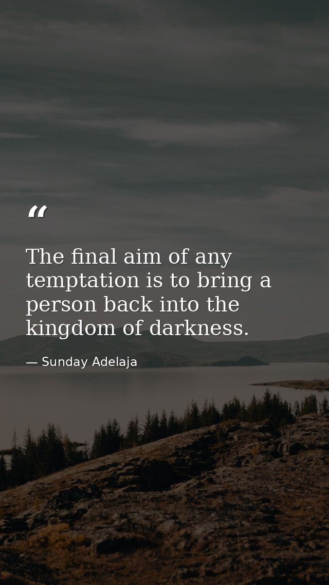 The final aim of any temptation is to bring a person back into the kingdom of darkness. — Sunday Adelaja