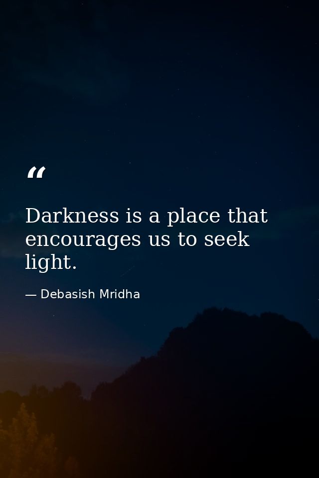 Darkness is a place that encourages us to seek light. — Debasish Mridha