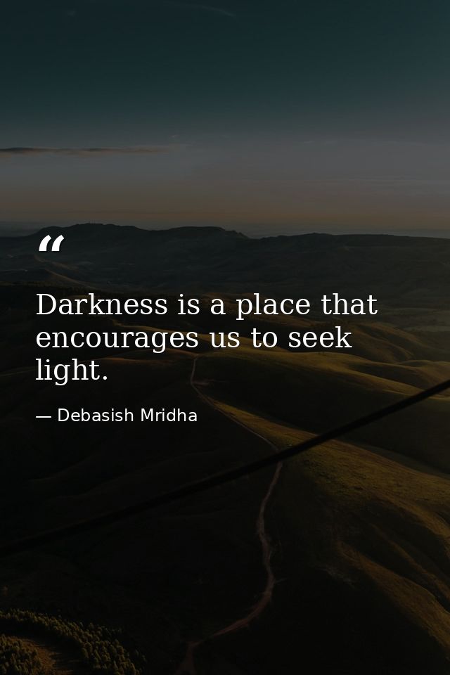 Darkness is a place that encourages us to seek light. — Debasish Mridha