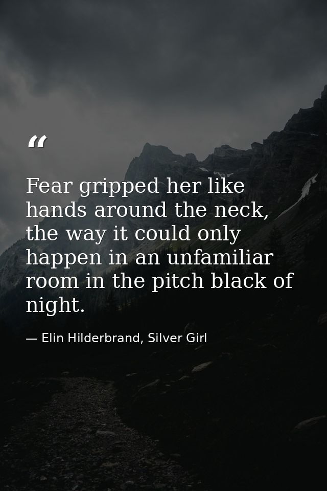 Fear gripped her like hands around the neck, the way it could only happen in an unfamiliar room in the pitch black of ni — Elin Hilderbrand, Silver Girl