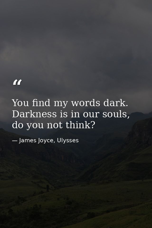 You find my words dark. Darkness is in our souls, do you not think? — James Joyce, Ulysses