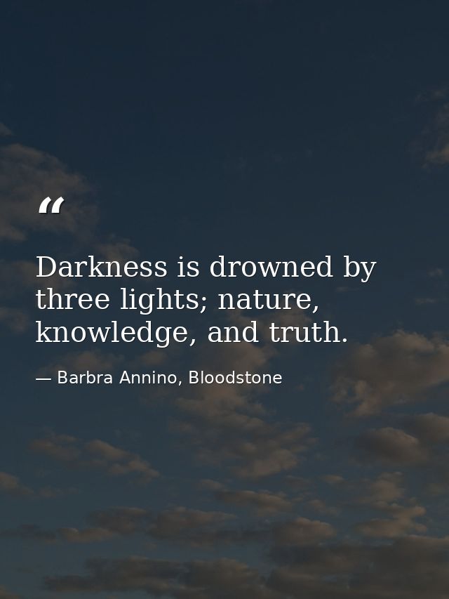 Darkness is drowned by three lights; nature, knowledge, and truth. — Barbra Annino, Bloodstone