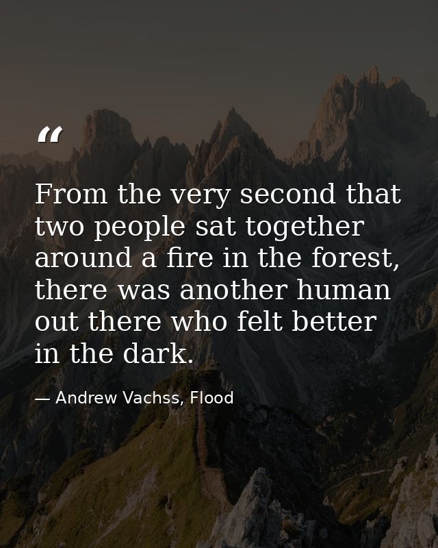 From the very second that two people sat together around a fire in the forest, there was another human out there who fel — Andrew Vachss, Flood
