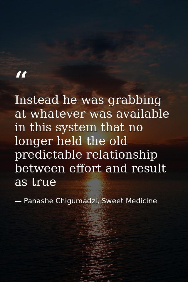 Instead he was grabbing at whatever was available in this system that no longer held the old predictable relationship be — Panashe Chigumadzi, Sweet Medicine