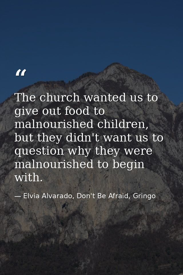 The church wanted us to give out food to malnourished children, but they didn't want us to question why they were malnou — Elvia Alvarado, Don't Be Afraid, Gringo