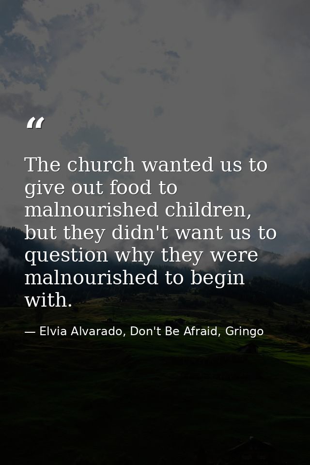 The church wanted us to give out food to malnourished children, but they didn't want us to question why they were malnou — Elvia Alvarado, Don't Be Afraid, Gringo
