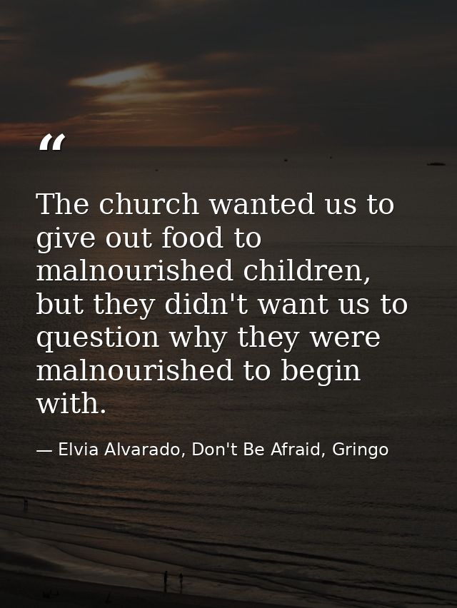 The church wanted us to give out food to malnourished children, but they didn't want us to question why they were malnou — Elvia Alvarado, Don't Be Afraid, Gringo