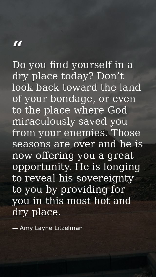 Do you find yourself in a dry place today? Don’t look back toward the land of your bondage, or even to the place where G — Amy Layne Litzelman
