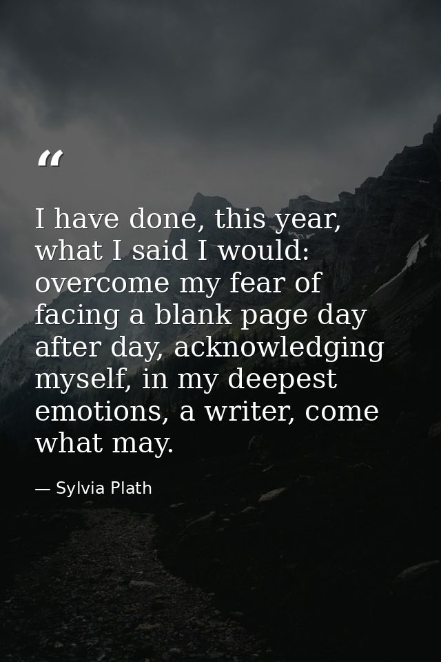 I have done, this year, what I said I would: overcome my fear of facing a blank page day after day, acknowledging myself — Sylvia Plath