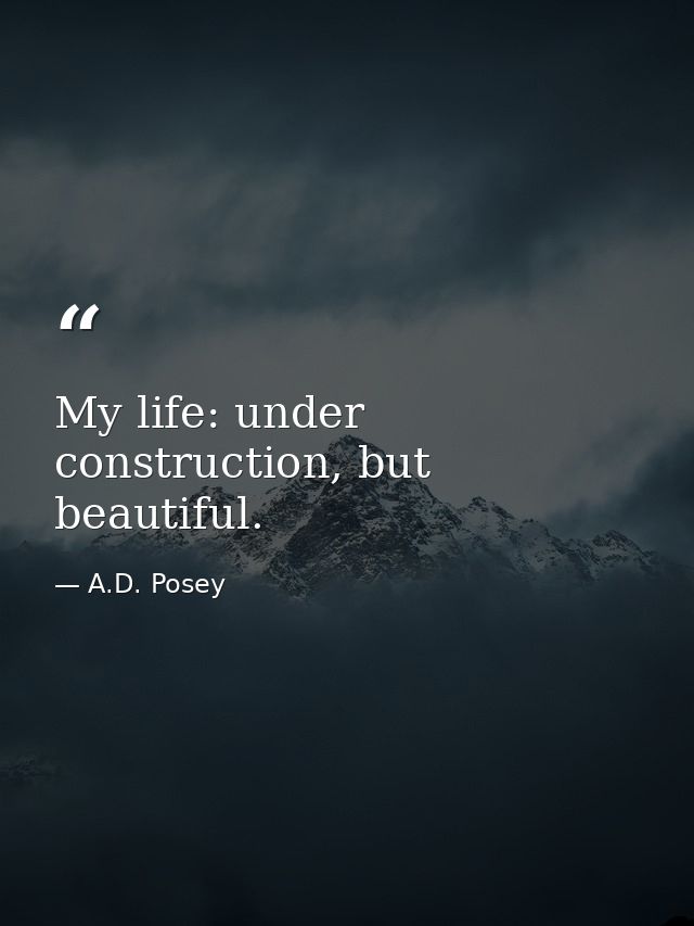 My life: under construction, but beautiful. — A.D. Posey