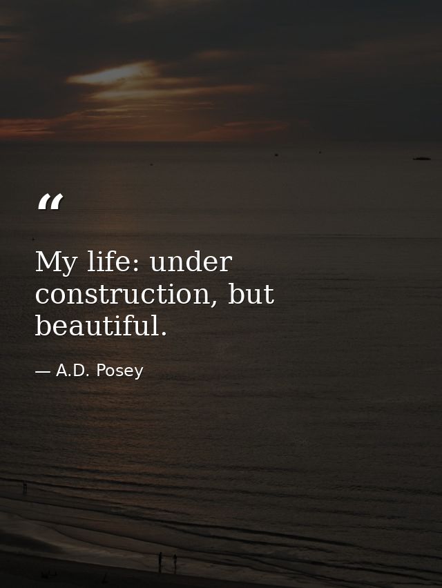 My life: under construction, but beautiful. — A.D. Posey
