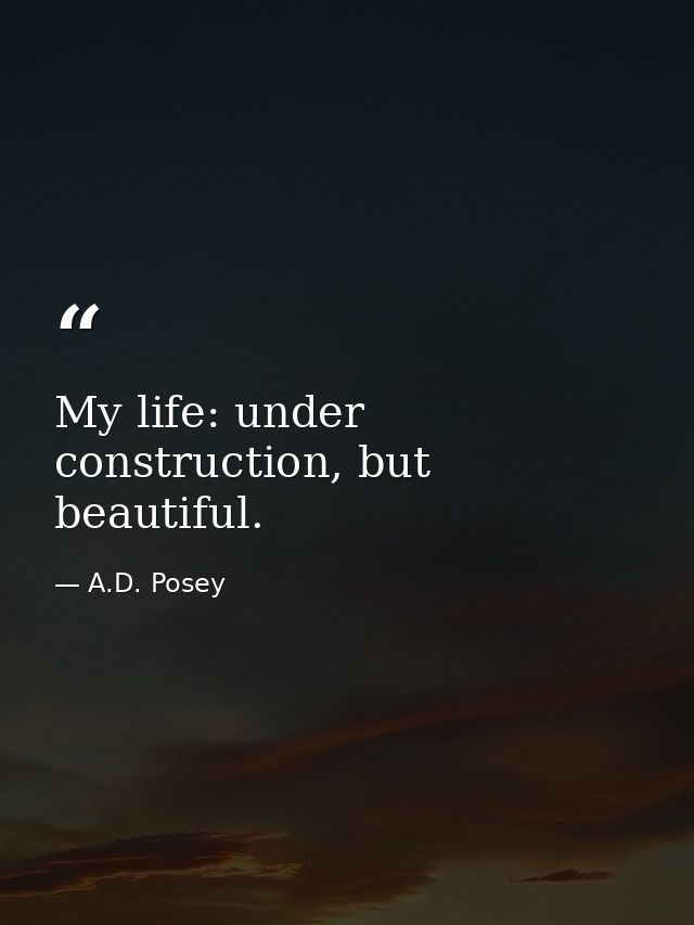 My life: under construction, but beautiful. — A.D. Posey