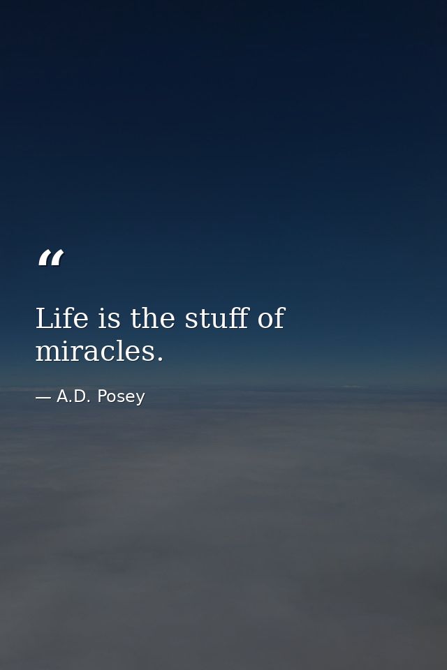 Life is the stuff of miracles. — A.D. Posey