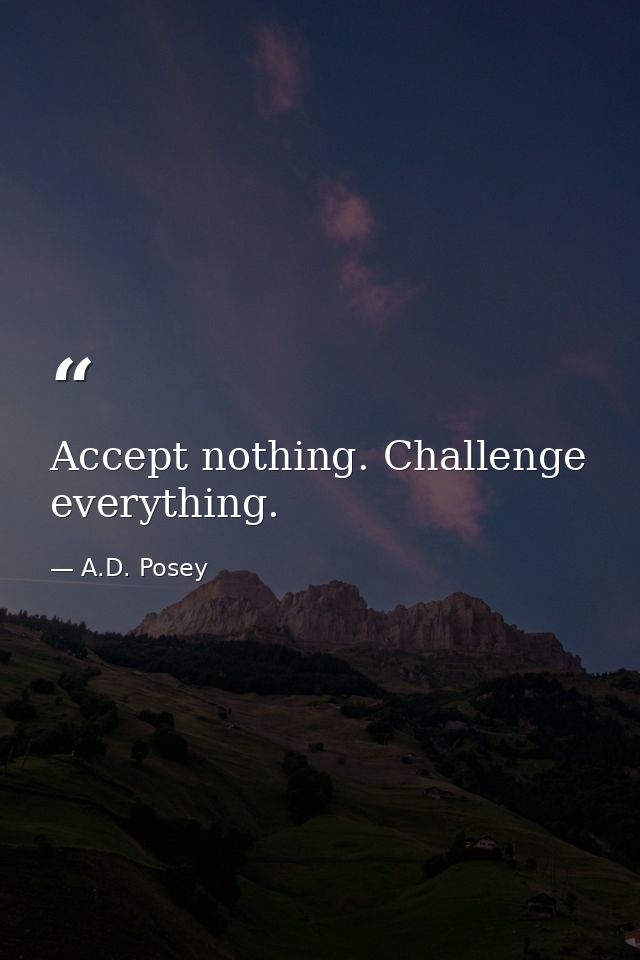Accept nothing. Challenge everything. — A.D. Posey