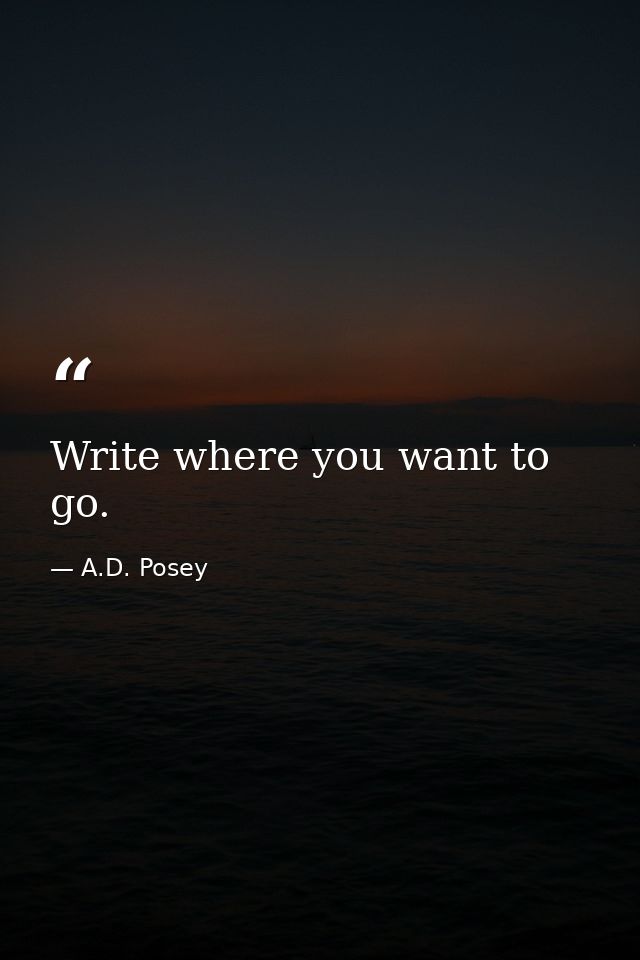 Write where you want to go. — A.D. Posey