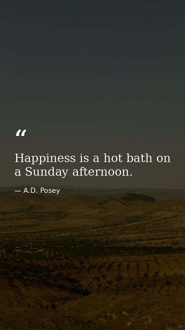 Happiness is a hot bath on a Sunday afternoon. — A.D. Posey