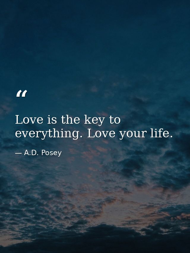 Love is the key to everything. Love your life. — A.D. Posey