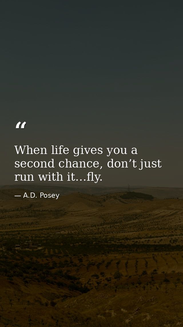When life gives you a second chance, don’t just run with it…fly. — A.D. Posey