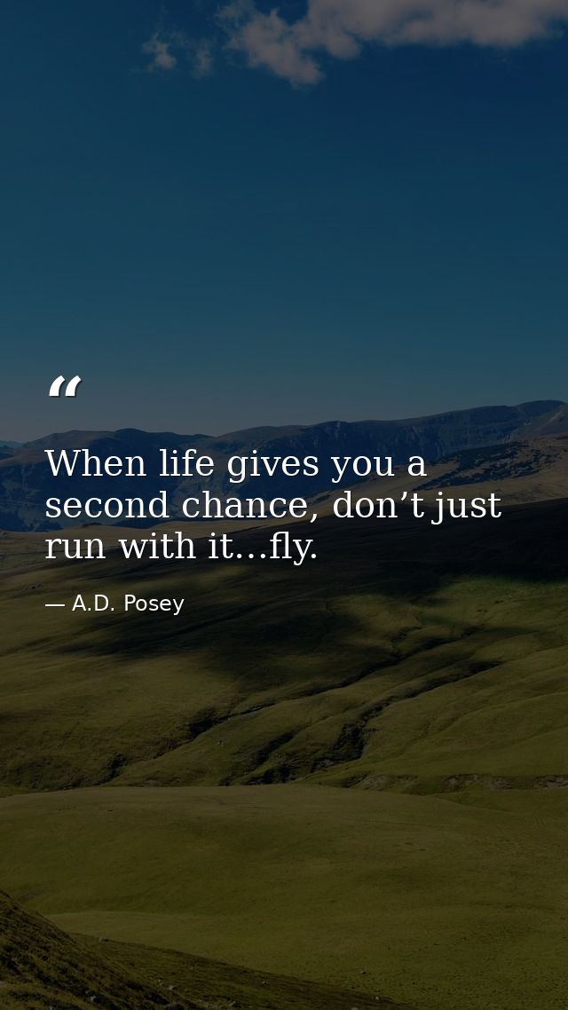 When life gives you a second chance, don’t just run with it…fly. — A.D. Posey