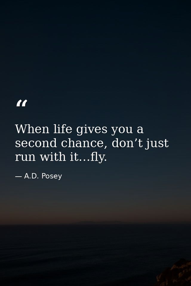 When life gives you a second chance, don’t just run with it…fly. — A.D. Posey