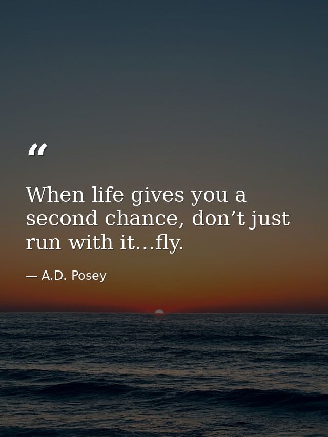 When life gives you a second chance, don’t just run with it…fly. — A.D. Posey