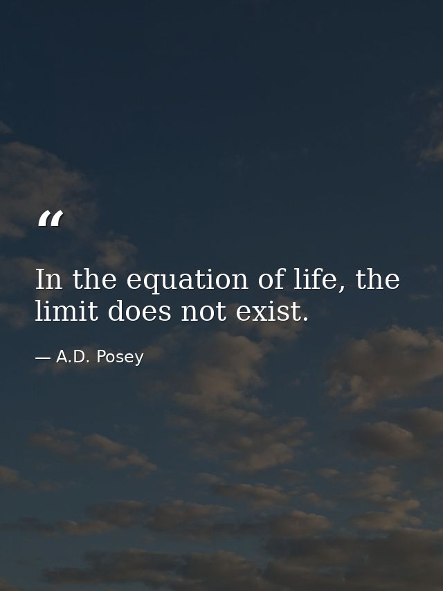 In the equation of life, the limit does not exist. — A.D. Posey