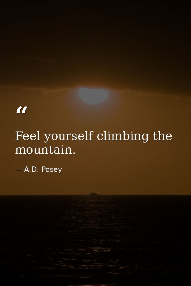 Feel yourself climbing the mountain. — A.D. Posey