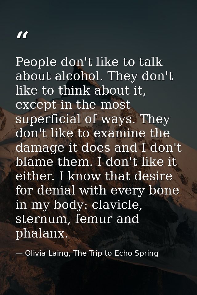 People don't like to talk about alcohol. They don't like to think about it, except in the most superficial of ways. They — Olivia Laing, The Trip to Echo Spring