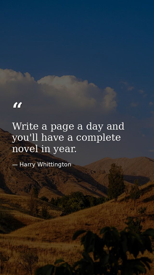 Write a page a day and you'll have a complete novel in year. — Harry Whittington