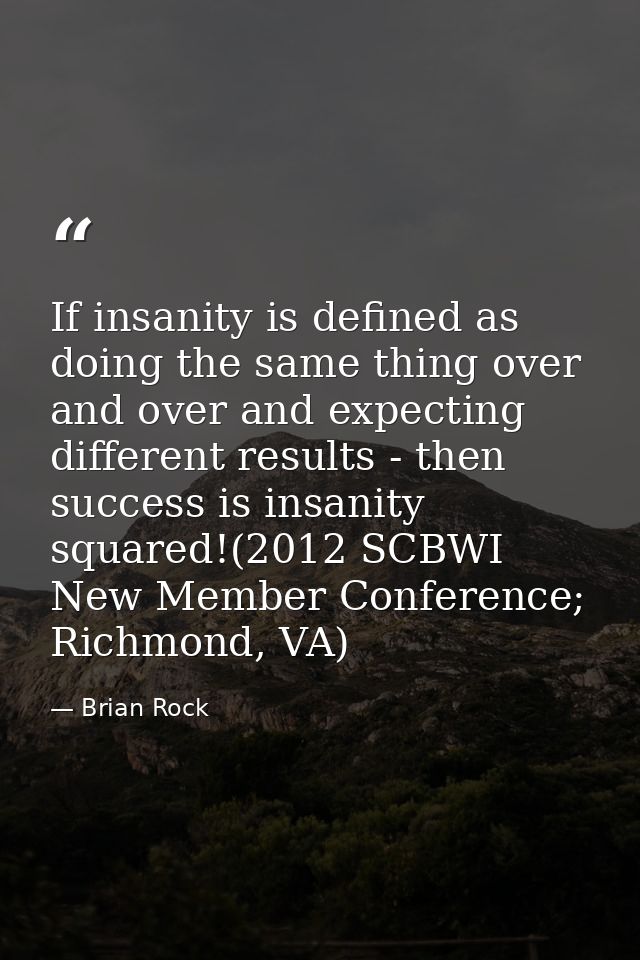 If insanity is defined as doing the same thing over and over and expecting different results - then success is insanity  — Brian Rock