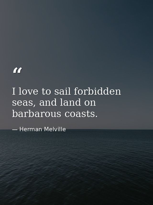 I love to sail forbidden seas, and land on barbarous coasts. — Herman Melville