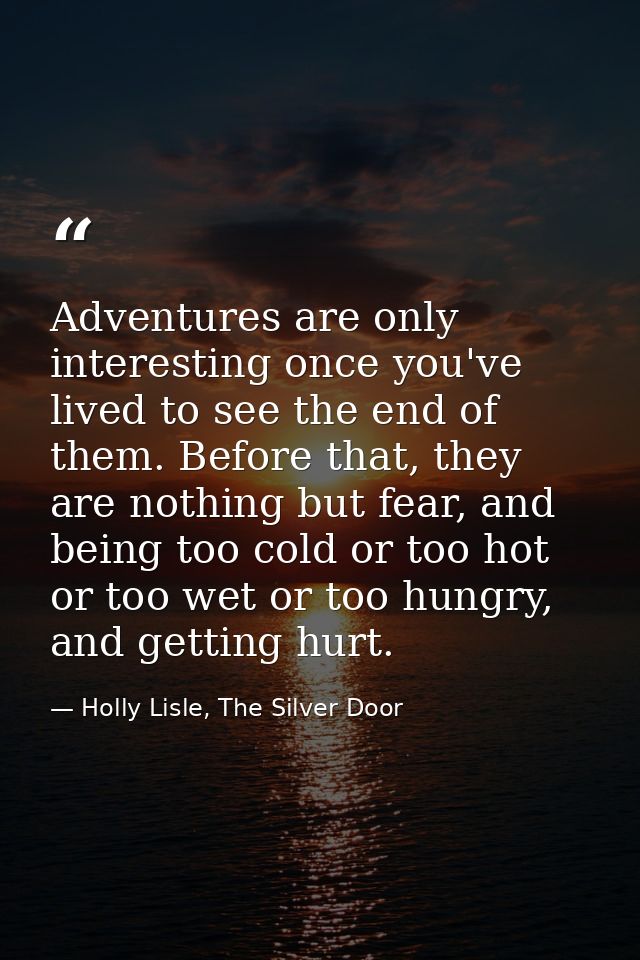 Adventures are only interesting once you've lived to see the end of them. Before that, they are nothing but fear, and be — Holly Lisle, The Silver Door